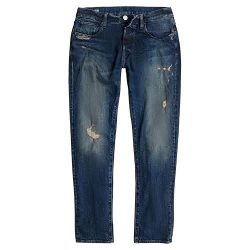 G-STAR Raw - Mens 3301 Slim Jeans, Color Worn in Mountain Dusk Destroyed, Size: 33W x 34L3