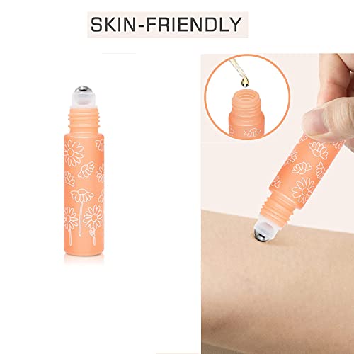 Sukpsy 8 Pcs Essential Oil Roller Bottles, 10Ml Roll On Bottle With Stainless Steel Balls,Refillable Colorful Frosted Perfume Sample Bottles Diy Empty Containers For Lip Oil,Dropper Included #TOP1