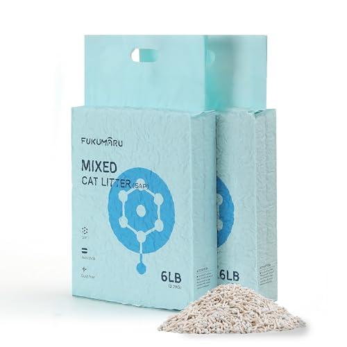 FUKUMARU Tofu Cat Litter Super Ultra Absorbent, Dust Free Cat Litter, Flushable, Lightweight, Quick Clumping, Low Tracking, Odor Control, White Tea Light Aroma Mixed Litter, 5.4Kg
