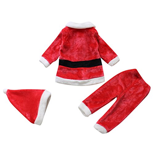 Le SSara 3 stuks kerstman outfit kostuum hoed + jas + broek - Afbeelding 3