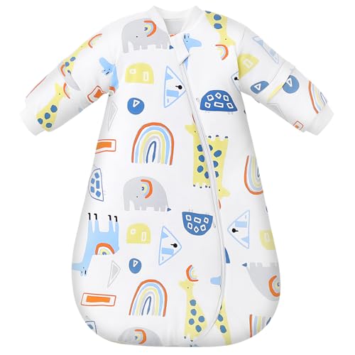 MIKAFEN Baby Sleeping Bag Long Sleeves Winter 3.5Tog 100% Organic Cotton Sleeping Bag (28-32in/6-18 Months)