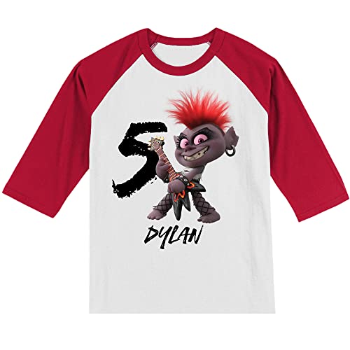 Personalized Queen Troll Birthday Shirt | Barb's Shirt | Handmade Decorated Shirt | Personalized with Name and Age | Unisex 3/4 Sleeve Raglan T-Shirt | #1147