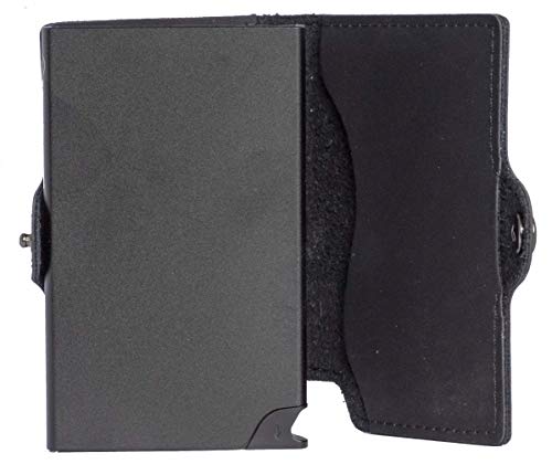 Mini Wallet | Carteira de alumínio e couro| All Black