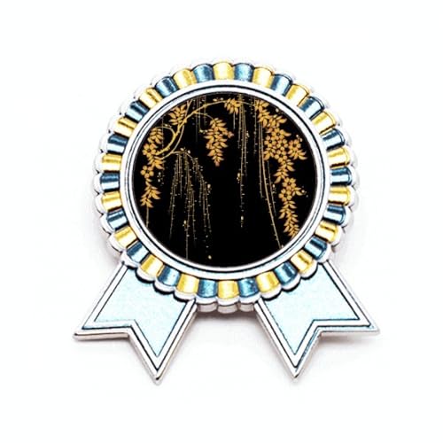 Broche en forme de fleur jaune PaintingJ, bijou de créateur en métal taille M
