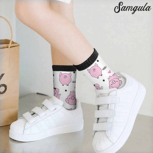 Image of Crew Socks for Woman Size 6-8 Tropical Wildlife Bright Teal Girls Socks