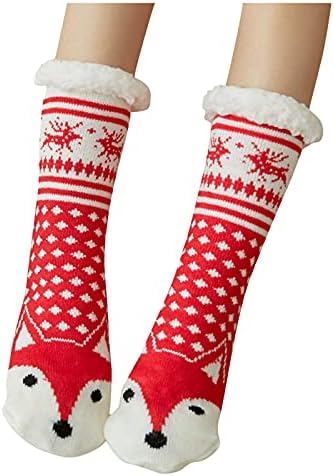 Christmas Socks for Women Girls Warm Winter Thick Fluffy Fleece Cozy Socks with Cute Xmas Patterns Stocking Gift