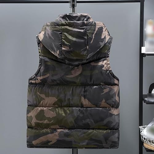 Men's Camouflage Hooded Winter Vest Printed Lightweight Sleeveless Jacket Camo Winter Warm Outdoor Quilted Vest2