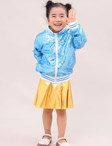 Girls Sequin Jackets Kids Boys Bomber Jacket Zip Up Coat Sparkle Outwear Birthday Clothes4