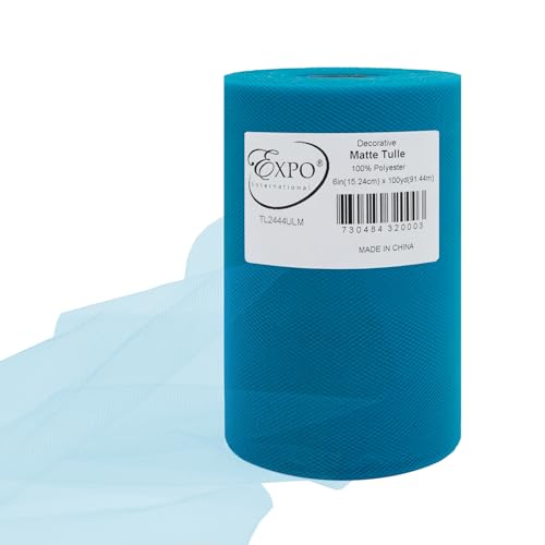 Image of Expo International Decorative Matte Tulle, Roll /Spool of 6 inch X 100 Yards, Lightweight Polyester Tulle Fabric for Tutus, Costumes, and Party Decorations, Washable, Easy-to-Use, Ultra Marine