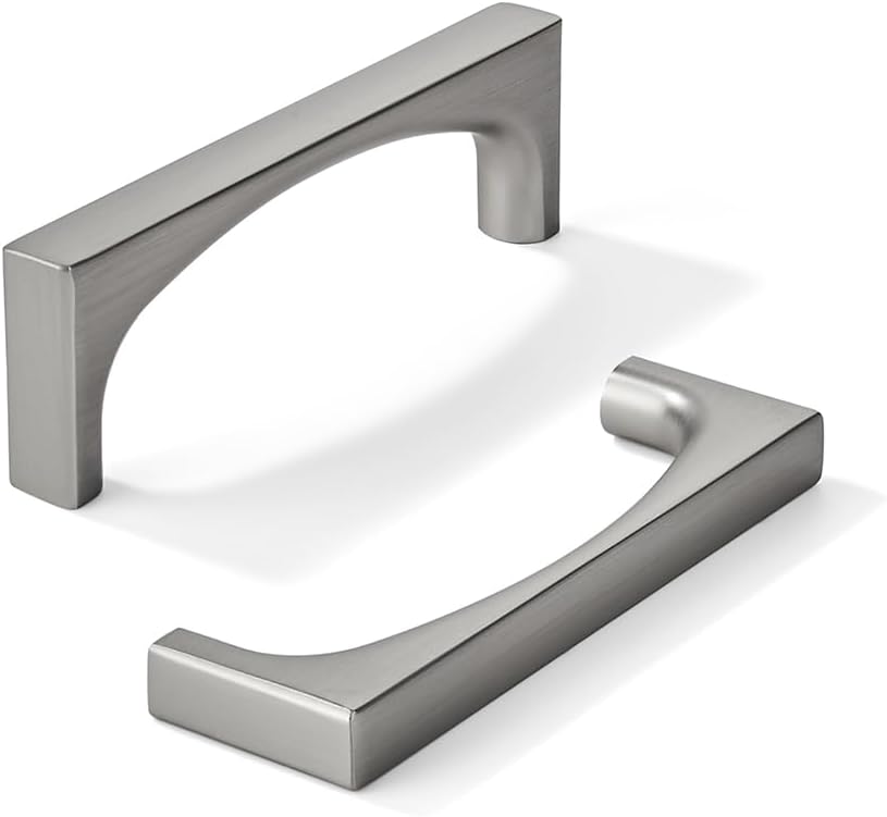 khtumeware 2 Pack Solid Handles 3-Inch(76mm) Brushed Satin Nickel Cabinet Pulls,Heavy Duty for Kitchen Cabinets, Cupboards, Drawers and Bathroom Hardware