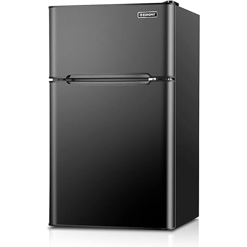 EUHOMY Mini Fridge with Freezer, 3.2 Cu.Ft Mini refrigerator with freezer, Dorm fridge with freezer 2 door For Bedroom/Dorm/Apartment/Office - Food Storage or Cooling Drinks (Black).