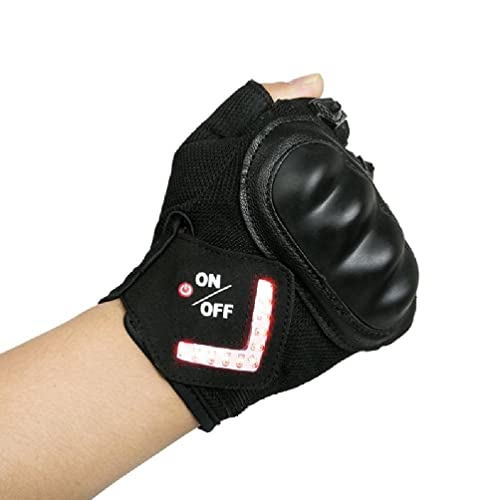Fiarfiar 1 Pair Intelligent LED Turn Signal Warning Light Outdoor Riding Gloves Bicycle Cycling Outfit Half Finger Gloves Adults Thermal Gloves for Kids