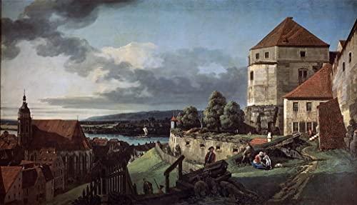 Toile murale salon Bernardo Bellotto vue de Pirna contre mur vide