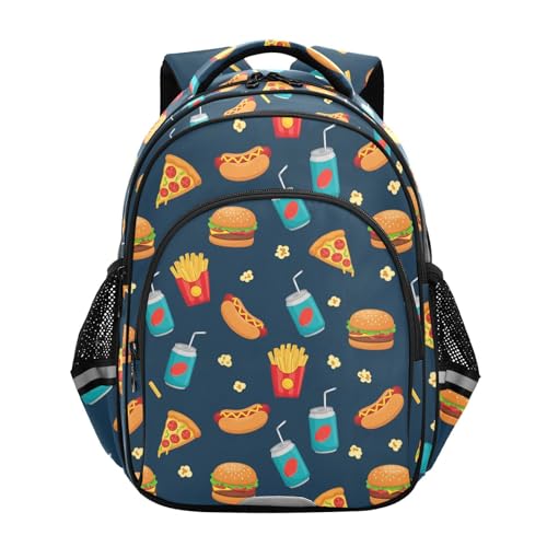 Emelivor Burger Hotdogs Blue Kids Backpack Cute School Backpacks Toddler Bookbag Daypacks for Kids,S