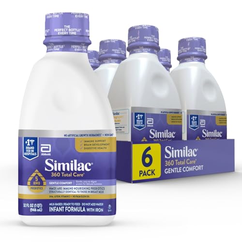 Similac 360 Total Care Gentle Comfort Baby Formula Easy-to-Digest Formula Has 5 HMO Prebiotics Ready-to-Feed Infant Formula 32-fl-oz Bottle Pack of 6
