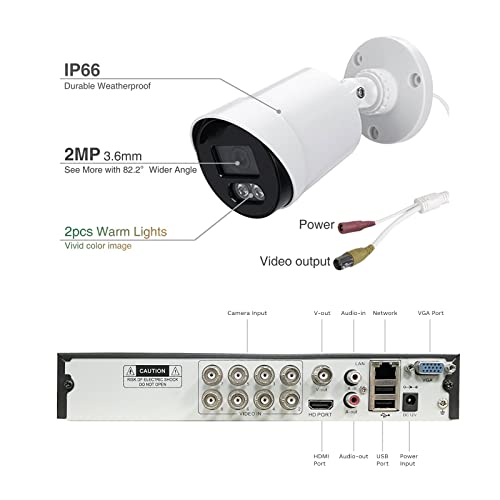 Lifoarey 1080P Security Camera System, 8Ch Dvr With 4Pcs 1080P Outdoor Security Camera, Motion Detection, Colorful Night Vision, Remote Access 24/7 Recording Surveillance For Home Security (No Hdd) #TOP6