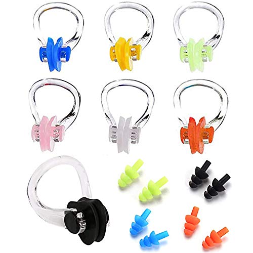 MKUHBG Pinza para La Nariz para Nadar Tapones para Los Oídos para Nadar Pinza para La Nariz Impermeable 7 Piezas Pinza para La Nariz De Silicona Protección Auditiva para Adultos Y Niños Natación