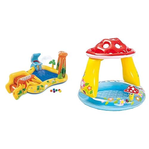 INTEX-Aire de Jeux Gonflable Jurassic & Pataugette ombrelle Champignon