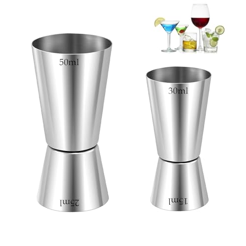 2 Pcs Spirit Measure, Shot Measures for Spirits, Alcohol Measure for Spirits, Drink Measures for Spirits, Stainless Steel Double Spirit Measures 25ml 50ml for Bar Home Wine Measurements