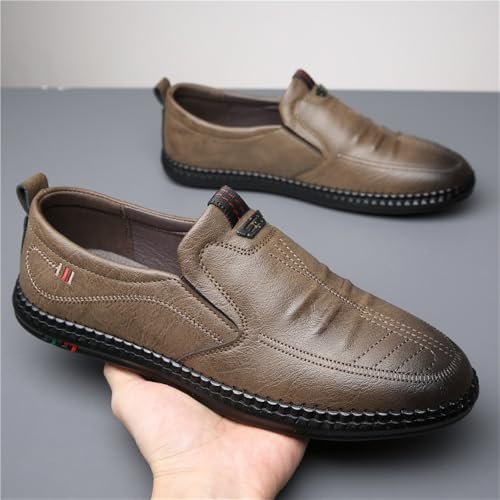 Men's Slip On Soft Sole Casual Leather Shoes Fashion Comfortable Spring Walking Shoes for Dad Middle Age4