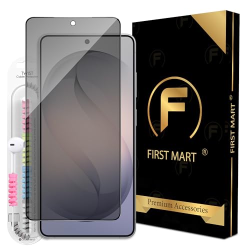Image of FIRST MART Privacy Tempered Glass for Samsung Galaxy S26 Ultra With Cable Guard & Installation Kit | Anti-Spy 9H Screen Protector, Edge-to-Edge, Case-Friendly | Black