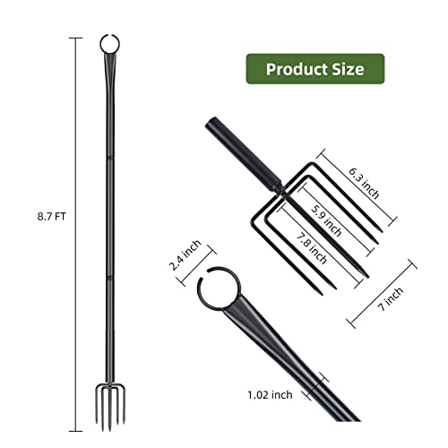 Outdoor String Light Pole, Heavy Duty Light Poles For Outside With Hooks And 4-Prong Fork, Metal Post For Hanging String Lights For Deck, Patio Garden, Backyard, 2 Pack #TOP1