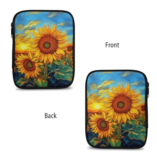 Image of Art Sunflower Crochet Hook Case Crochet Hook Holder Portable Storage Bag with Web Pockets Suitable for Needles /Knitting Accessories