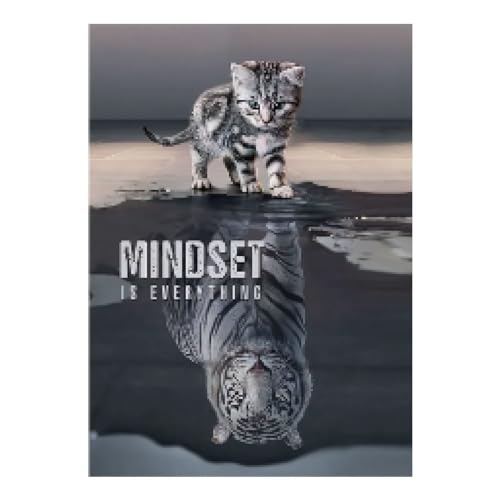 Peinture sur toile chat et tigre avec citation de motivation pour décoration moderne 50x90cm