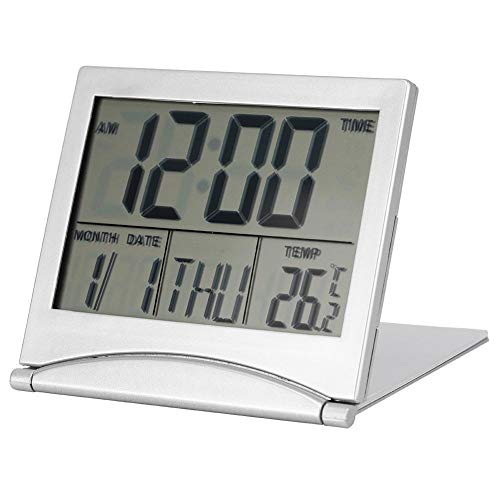 MAGT Despertador Digital Despertador Portatil, 1Pc portátil Plegable LED Digital Temperatura del Despertador del Calendario de Alarma diferida for hogar del Recorrido