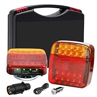 LED Rückleuchten Anhänger Kabellos, 12/24V Magnetische Funk Rücklicht Anhänger Set mit Blinker, Bremslicht, Positionslicht & Kennzeichenlicht, Wasserdicht IP65 LED Rücklicht für LKW,Traktor, Wohnwagen