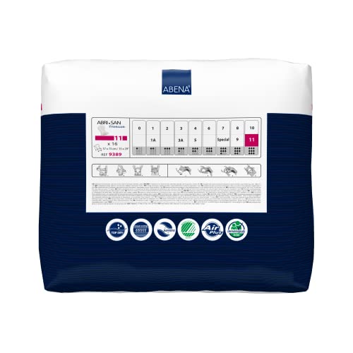 Abena Abri-San Premium Incontinence Pads, Heavy Absorbency, (Sizes 8 To 11 Available) Size 11, 16 Count #TOP2