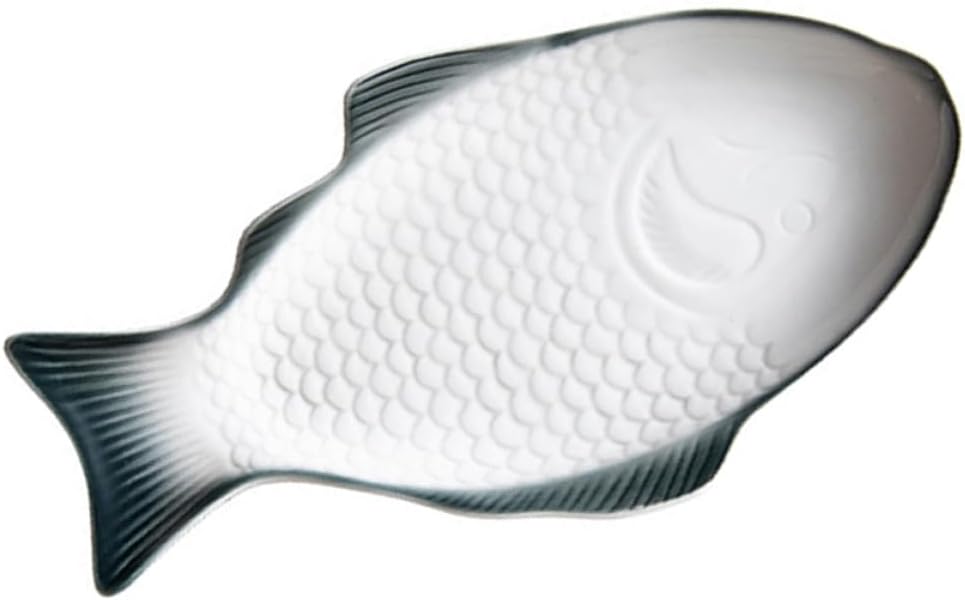 Creative Ceramic Fish Shaped Serving Platter 13 Inch Dark Green Multipurpose Fish Pan for Home Dining Thanksgiving Entertaining