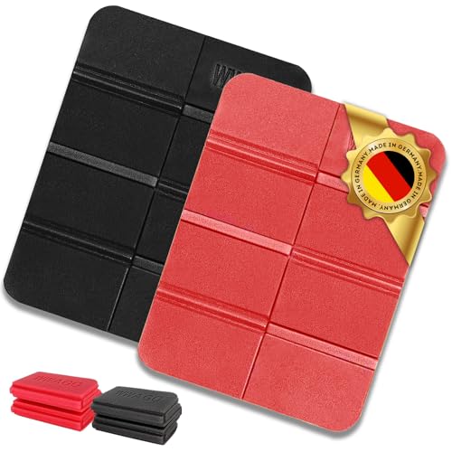 2 Piezas Estera Plegable Portáti, Esterilla Plegable Portátil Impermeable Almohadilla, Plegable Almohadilla Cojines Asiento de Espuma, Portátil con Bolsa de Almacenamiento, Camping (Negro y Rojo)