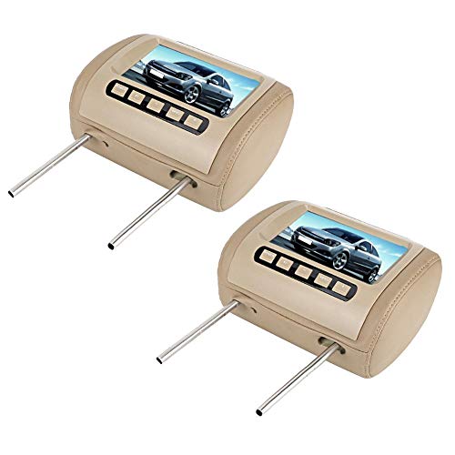 Acouto Headrest Player 7in Screen 2pcs Rear Seat Entertainment Car Headrest HD LCD Video Player Control MP5 Display Brown - Image 5