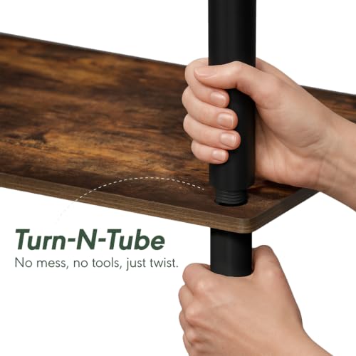 Image of Furinno Turn-N-Tube Storage Shelves, 3-Tier Open Frame Book Shelf, Standing Corner Shelf, Toolless Open Shelves, for Organization and Storage, Living Room, Garage, Home Office, Amber Pine