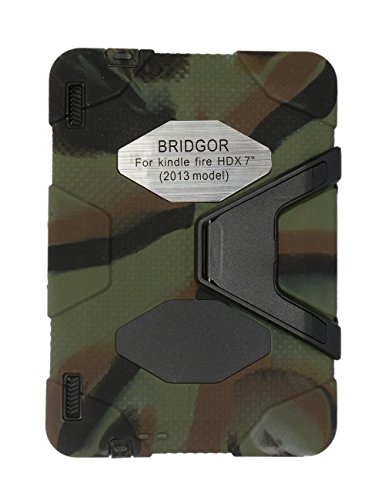 The Rugged Case for Kindle Fire HDX 7 Inch(2013 Model) New Hot Item Kindle Fire HDX 7'' Case Bridgor Silicone Plastic Dual Pretective Back Cover Kid Proof Military Duty Case with Stand Rain Proof Dust Proof Shockproof