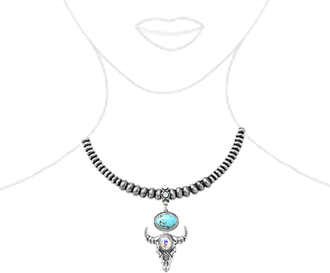 Rosemarie & Jubalee Women's Western Choker With Long Horn Pendant