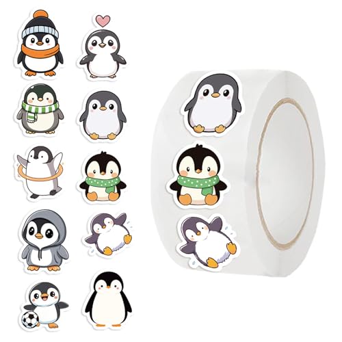 Rolls Small Penguin Sticker for Supplies Cute Circle Teacher Supplies Stickers for Classroom 10 Designs Motivational Stickers for Training Reward (Penguin)