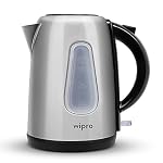 Wipro Vesta Electric Kettle Stainless Steel 1.7 liter|2000 Watt|Auto Shut-Off|Boil Dry Protection|360 Rotating Base|Single Touch lid locking |Water Level Indicator, Black, Standard | Power Plug