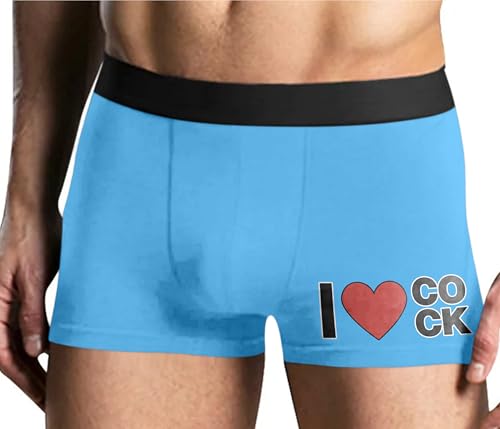 Knaughty Knickers I Heart Cock Love Dick Slutty Whore Blue Mens Boxer Brief Adult Fun Design