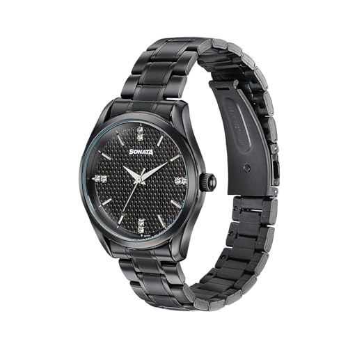 Image of Sonata Jashn with Quartz Analog Black Dial Black Strap Men's Wedding Watch - 77206NM01