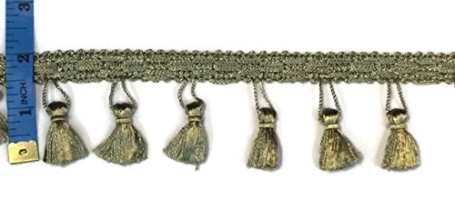 Amore Lace and Fabrics 2 Yards, Fringe Tassels, Perfect for Home Decor, Avocado Green, 2