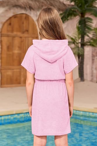 Image of BesserBay Girls Swim Cover Up Beach Bathing Suit Coverups for Swimwear Zip-Up Terry Cloth Robes with Sunglasses 6-14 Years