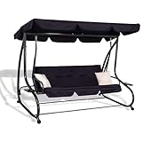 SPRINGOS Balancelle de Jardin 4 Places 220 x 162 cm avec 2 Coussins, Support pour Gobelet et Toit Réglable – Banc à Basculer de Jardin, Parfait pour Terrasse & Extérieur