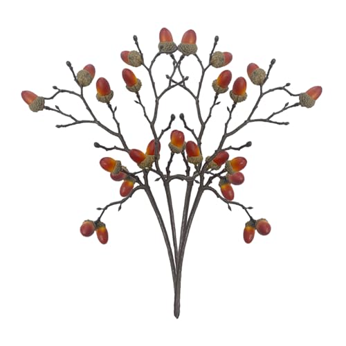 4pcs Simulation Acorn Cuttings, Artificial Acorn Picks, Artificial Acorn Fake Fruit DIY Craft Artificial Acorns Simulation Acorn Flower Fake Wall Autumn Cones for Crafts, Wedding, Home Vase Filler(#2)