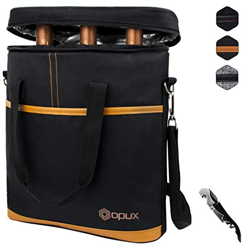 Premium Insulated 3 Bottle Wine Carrier Tote Bag | Wine Travel Bag