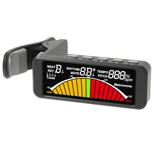 3-in-1 Guitar Tuner Clip On, 360° Rotatable Fast & Accurate