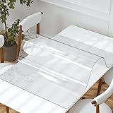 Clear Plastic Table Cover Protector - 24 x 48 Inch 1.5mm Thick PVC Pad Mat Rectangular Heavy Duty Desk for Office Dresser Night Stand
