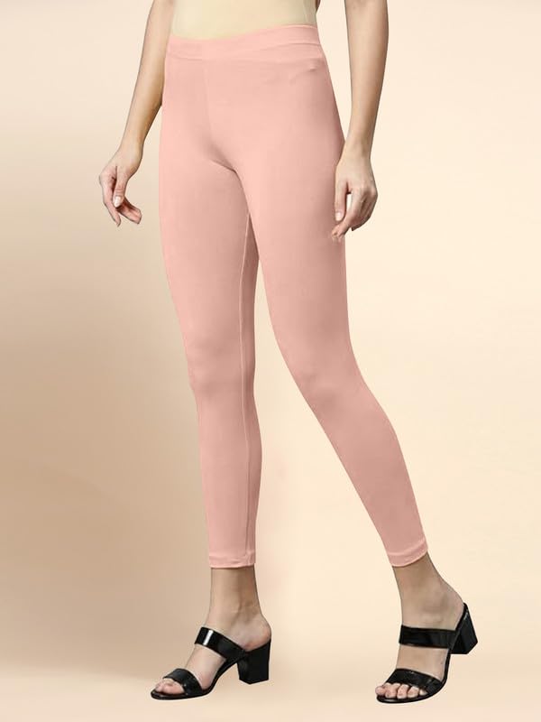 Image of TRENDMALLS Women's Microfiber Elastane Stretch Soft Cropped Leggings with Ultrasoft Waistband for Women