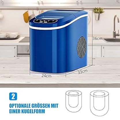 GOPLUS Eiswürfelmaschine, 12kg in 24 Std. Eiswürfelbereiter mit 2 Eiswürfel-Größen & 2,2 Liter Wassertank & Eiswürfelschaufel, Ice Cube Maker Zubereitung in 6-13 Minuten, 24 x 36 x 33 cm (Blau) – Bild 5